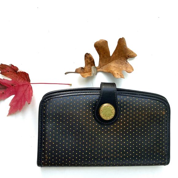 Dooney & Bourke Cabriolet Wallet | Vintage Black Leather Checkbook Organizer - Picture 1 of 16